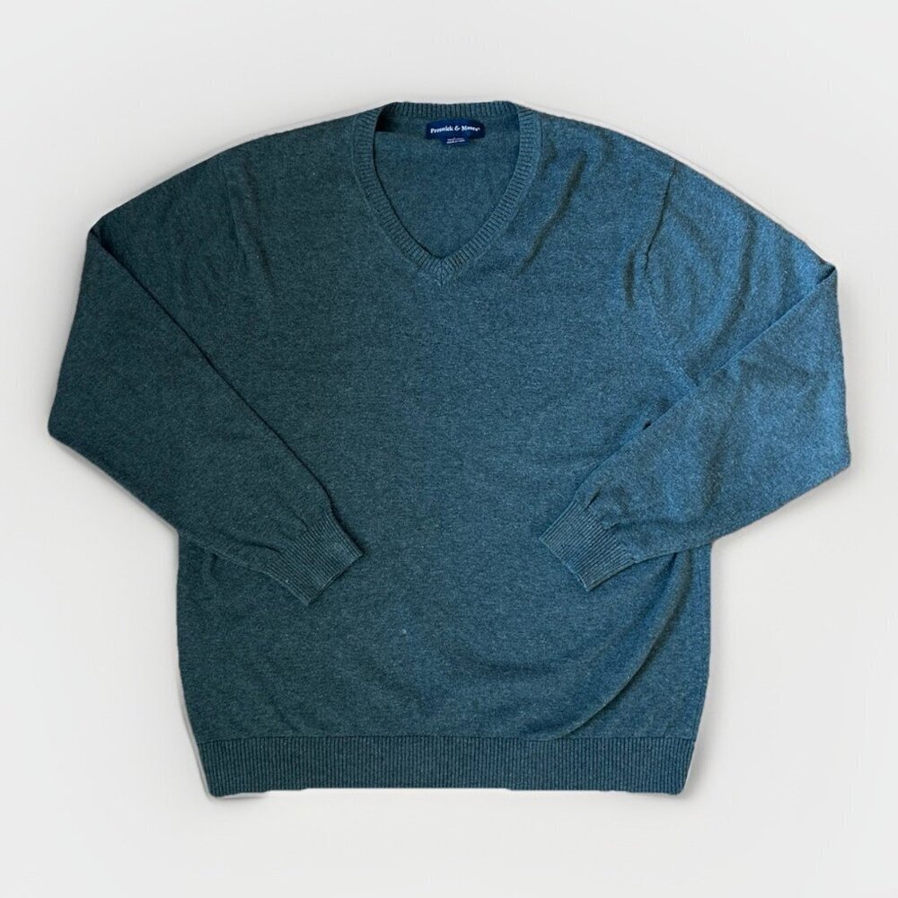 Preswick & Moore Long Sleeve V Neck Sweater Gray Men's Size Large 100% Cotton